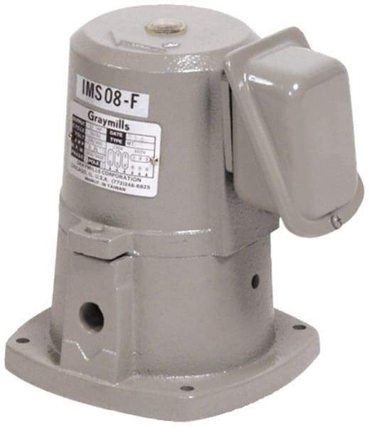 Graymills - 230/460 Volt, 1/8 hp, 3 Phase, 3,450 RPM, Cast Iron Suction Machine Tool & Recirculating Pump - 9.5 GPM, 3/8" Inlet, 12 psi, 5-1/2" Long x 5-1/2" Mounting Flange Width, 7-3/32" Overall Height, Metric Thread, Plastic Impeller - USA Tool & Supply