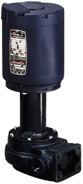 Graymills - 115 Volt, 1/6 hp, 1 Phase, 3,450 RPM, Cast Iron Flanged Outside Suction Machine Tool & Recirculating Pump - 7-1/2" Long x 4-1/2" Mounting Flange Width, NPT Thread, Glass Filled Celcon Impeller - USA Tool & Supply