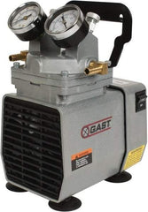 Gast - 1/8 HP Lab Model Diaphragm Pump - 115 VAC, 60 Max psi, 7.62" Long x 5.12" Wide x 7.59" High - USA Tool & Supply