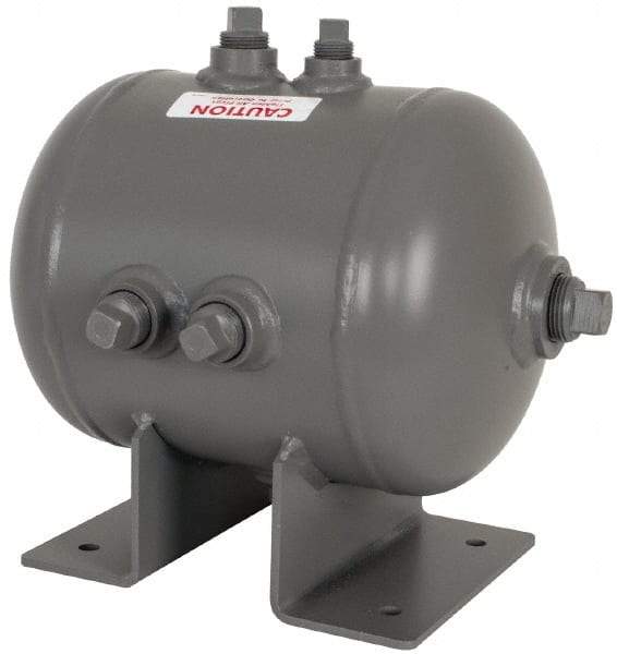 Made in USA - 2 Gallon, 200 Max psi Universal Horizontal Tank - 3/4" Inlet, 11" Tank Length x 8" Tank Diam - USA Tool & Supply