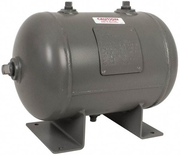 Made in USA - 4.7 Gallon, 200 Max psi Universal Horizontal Tank - 3/4" Inlet, 16" Tank Length x 10" Tank Diam - USA Tool & Supply