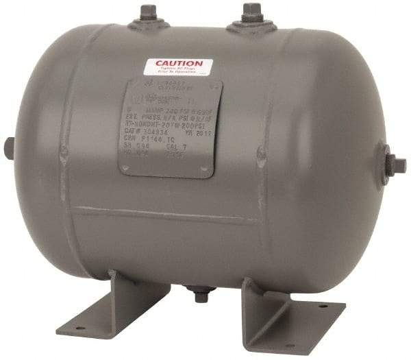 Made in USA - 7 Gallon, 200 Max psi Universal Horizontal Tank - 3/4" Inlet, 17" Tank Length x 12" Tank Diam - USA Tool & Supply