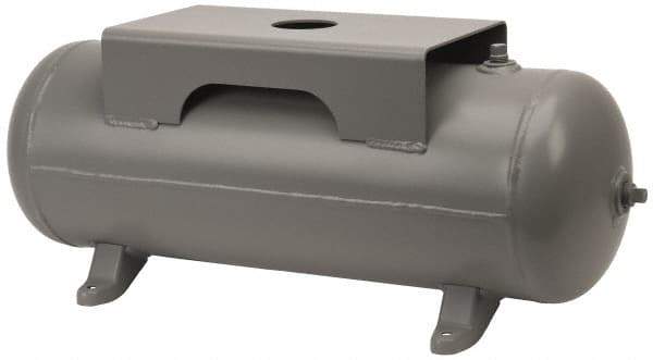 Made in USA - 10 Gallon, 200 Max psi Horizontal Tank with Plate - 30" Tank Length x 10" Tank Diam - USA Tool & Supply