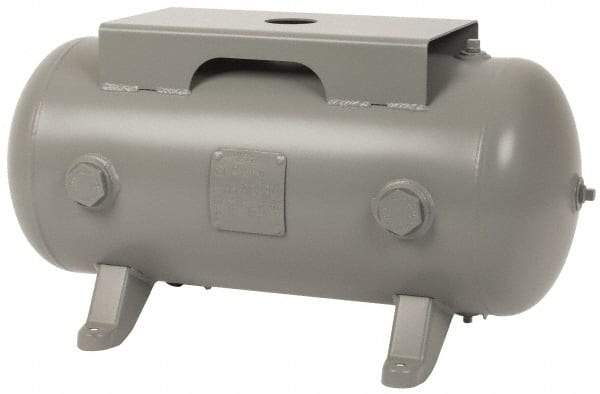 Made in USA - 20 Gallon, 200 Max psi Horizontal Tank with Plate - 1-1/2" Inlet, 33" Tank Length x 14" Tank Diam - USA Tool & Supply