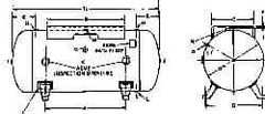 Made in USA - 240 Gallon, 200 Max psi Horizontal Tank with Plate - 2" Inlet, 84" Tank Length x 30" Tank Diam - USA Tool & Supply
