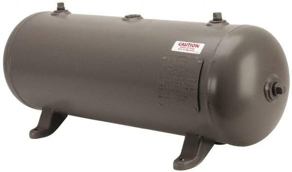 Made in USA - 10 Gallon, 200 Max psi Horizontal Tank - 30" Tank Length x 10" Tank Diam - USA Tool & Supply
