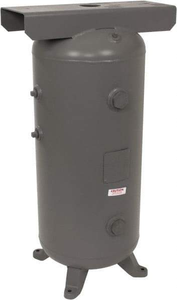 Made in USA - 30 Gallon, 200 Max psi Vertical Tank with Plate - 3/4" Inlet, 38" Tank Length x 16" Tank Diam - USA Tool & Supply