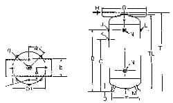 Made in USA - 60 Gallon, 200 Max psi Vertical Tank with Plate - 3/4" Inlet, 48" Tank Length x 20" Tank Diam - USA Tool & Supply