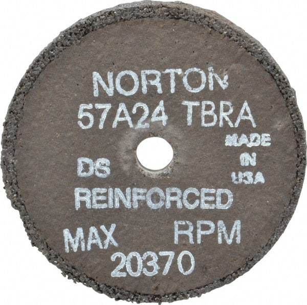 Norton - 3" Diam x 3/8" Hole x 1/4" Thick, T Hardness, 24 Grit Surface Grinding Wheel - Aluminum Oxide, Type 1, Very Coarse Grade, 20,370 Max RPM, No Recess - USA Tool & Supply
