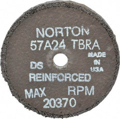 Norton - 3" Diam x 3/8" Hole x 1/4" Thick, T Hardness, 24 Grit Surface Grinding Wheel - Aluminum Oxide, Type 1, Very Coarse Grade, 20,370 Max RPM, No Recess - USA Tool & Supply