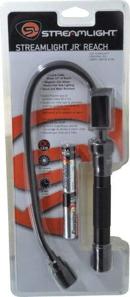 Streamlight - White LED Bulb, 140 Lumens, Mini Flashlight - Black Aluminum Body, 2 AA Alkaline Batteries Included - USA Tool & Supply