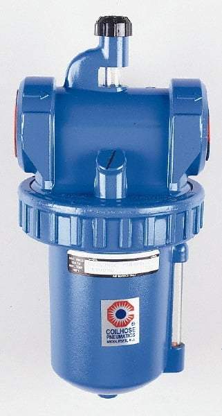 Coilhose Pneumatics - 1-1/2 NPT Port, 250 Max psi, Large Capacity Lubricator - Metal Bowl, Zinc Body, 50 CFM, 150°F Max, 11" High - USA Tool & Supply