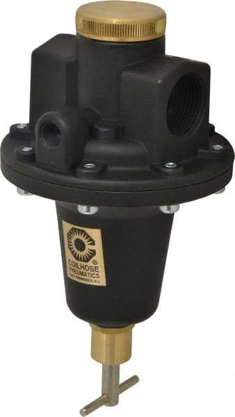 Coilhose Pneumatics - 1 NPT Port, 160 CFM, Cast Aluminum Tamper Proof Heavy-Duty T-Handle Regulator - 0 to 200 psi Range, 250 Max psi Supply Pressure, 1/4" Gauge Port Thread, 5" Wide x 8-1/2" High - USA Tool & Supply