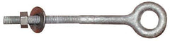 Value Collection - 1/4-20, Zinc-Plated Finish, Forged Steel Forged Eye Bolt - 2-1/2" Thread Length, 1/2" ID x 1" OD, 5" Shank Length - USA Tool & Supply