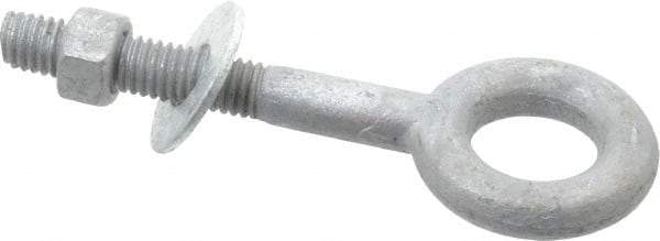 Value Collection - 3/8-16, Zinc-Plated Finish, Forged Steel Forged Eye Bolt - 1-1/2" Thread Length, 3/4" ID x 1-1/2" OD, 2-1/2" Shank Length - USA Tool & Supply