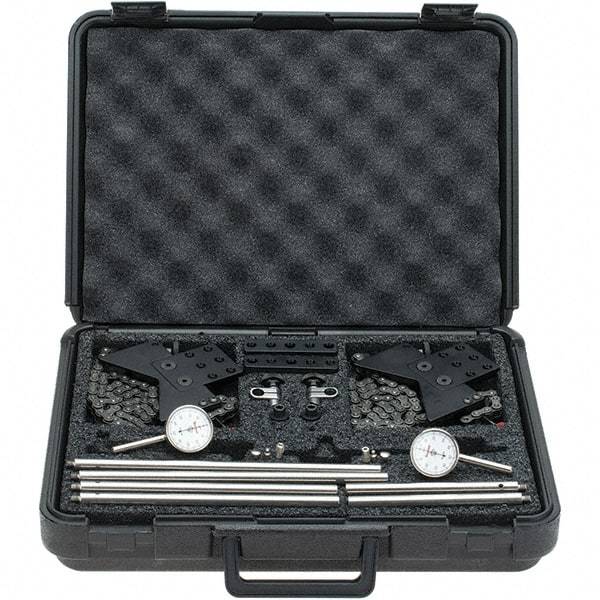 Starrett - 8 Piece, 0.2" Max Measuring, 1-7/16" Dial Diam, 0-50-0 Dial Reading, White Shaft Alignment Clamp Set - 0.001" Dial Graduation - USA Tool & Supply