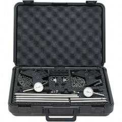 Starrett - 8 Piece, 0.2" Max Measuring, 1-7/16" Dial Diam, 0-50-0 Dial Reading, White Shaft Alignment Clamp Set - 0.001" Dial Graduation - USA Tool & Supply