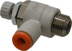 SMC PNEUMATICS - 5/32" Tube OD x 1/8" Male NPT Flow Control Elbow Valve - Meter Out - USA Tool & Supply