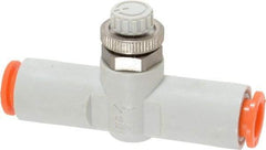 SMC PNEUMATICS - 5/16" Tube OD x 1/4 Body Flow & Speed Control Valve - Speed Control Inline Type with One Touch Fitting - USA Tool & Supply