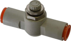 SMC PNEUMATICS - 1/2" Tube OD x 1/2 Body Flow & Speed Control Valve - Speed Control Inline Type with One Touch Fitting - USA Tool & Supply