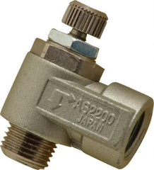 SMC PNEUMATICS - 1/8" Male NPT x 1/8" Female NPT Flow & Speed Control Valve - Elbow Type - USA Tool & Supply