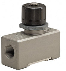 SMC PNEUMATICS - 3/8" Male NPT x 3/8" Female NPT Flow & Speed Control Valve - Inline Type - USA Tool & Supply