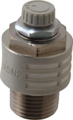 SMC PNEUMATICS - 1/2" Male NPT Metering Valve With Silencer - 24.5mm squared Orifice & 24 dB Noise Reduction Rate - USA Tool & Supply