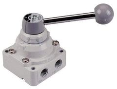 SMC PNEUMATICS - 1/2" NPT Rotary Hand Air Valve - 3 Position, 3.1 CV Rate, 150 Max psi & 140°F Max Temp - USA Tool & Supply