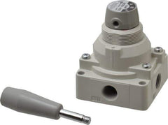 SMC PNEUMATICS - 3/8" NPT Rotary Hand Air Valve - 3 Position, 1.1 CV Rate, 150 Max psi & 140°F Max Temp - USA Tool & Supply