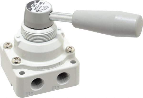 SMC PNEUMATICS - 1/4" NPT Rotary Hand Air Valve - 2 Position, 0.4 CV Rate, 150 Max psi & 140°F Max Temp - USA Tool & Supply