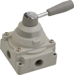 SMC PNEUMATICS - 1/2" NPT Rotary Hand Air Valve - 2 Position, 3.1 CV Rate, 150 Max psi & 140°F Max Temp - USA Tool & Supply