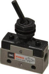 SMC PNEUMATICS - 0.14 CV Rate, 1/8" NPT Inlet Mechanical Valve - 3 Port, 2 Position, Toggle Lever - USA Tool & Supply