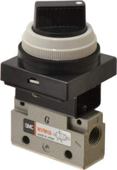 SMC PNEUMATICS - 0.14 CV Rate, 1/8" NPT Inlet Mechanical Valve - 3-Way, 2 Position - USA Tool & Supply