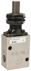 SMC PNEUMATICS - 1.00 CV Rate, 1/4" NPT Inlet Mechanical Valve - 2 Way, 2 Ports, Plunger - USA Tool & Supply