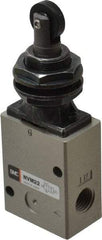 SMC PNEUMATICS - 1.00 CV Rate, 1/4" NPT Inlet Mechanical Valve - 2 Way, 2 Ports, Roller Plunger Inline - USA Tool & Supply