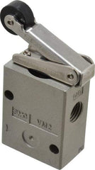 SMC PNEUMATICS - 1.00 CV Rate, 1/4" NPT Inlet Mechanical Valve - 3 Way, 2 Ports, Roller Lever - USA Tool & Supply