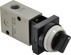 SMC PNEUMATICS - 1.00 CV Rate, 1/4" NPT Inlet Mechanical Valve - 3 Way, 2 Ports - USA Tool & Supply
