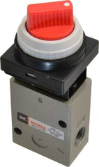 SMC PNEUMATICS - 1.00 CV Rate, 1/4" NPT Inlet Mechanical Valve - 3 Way, 2 Ports - USA Tool & Supply