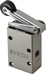 SMC PNEUMATICS - 0.38 CV Rate, 1/4" NPT Inlet Mechanical Valve - 3 Way, 3 Ports, Roller Lever - USA Tool & Supply