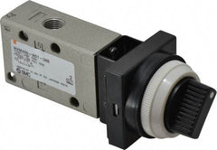 SMC PNEUMATICS - 0.38 CV Rate, 1/4" NPT Inlet Mechanical Valve - 3 Way, 3 Ports - USA Tool & Supply