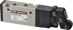 SMC PNEUMATICS - 0.55 CV Rate, 1/8" NPT Inlet Mechanical Valve - 4 Way, 5 Ports, Roller Lever - USA Tool & Supply