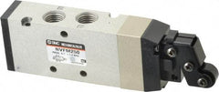 SMC PNEUMATICS - 1.00 CV Rate, 1/4" NPT Inlet Mechanical Valve - 4 Way, 5 Ports, Roller Lever - USA Tool & Supply
