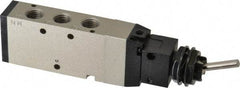 SMC PNEUMATICS - 1.00 CV Rate, 1/4" NPT Inlet Mechanical Valve - 4 Way, 5 Ports, Toggle Lever - USA Tool & Supply