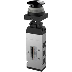 SMC PNEUMATICS - 1.00 CV Rate, 1/4" NPT Inlet Mechanical Valve - 4 Way, 5 Ports, Push Button Mushroom - USA Tool & Supply