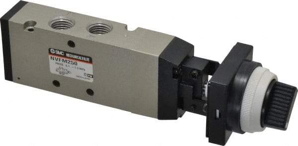 SMC PNEUMATICS - 1.00 CV Rate, 1/4" NPT Inlet Mechanical Valve - 4 Way, 5 Ports - USA Tool & Supply