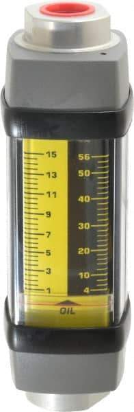 Hedland - 1/2" NPTF Port Oil & Petroleum-Based Liquid Flowmeter - 3000 Max psi, 1 to 15 GPM, Anodized Aluminum - USA Tool & Supply