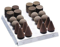 Grier Abrasives - 24 Piece Aluminum Oxide Rubber Rubber Mounted Abrasive Wheel Set - Includes Mounted Wheels with 1/4" Diam x 1-1/2" Long Shank - USA Tool & Supply