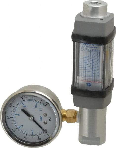 Hedland - 1/4" NPTF Port Compressed Air & Gas Flowmeter - 600 Max psi, 5 SCFM, Anodized Aluminum - USA Tool & Supply