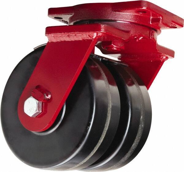 Hamilton - 6" Diam x 3" Wide x 8-1/2" OAH Top Plate Mount Dual Swivel Caster - Phenolic, 4,000 Lb Capacity, Straight Roller Bearing, 6-1/8 x 7-1/2" Plate - USA Tool & Supply