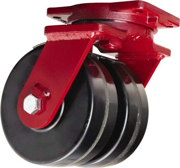 Hamilton - 10" Diam x 3" Wide x 12-1/2" OAH Top Plate Mount Dual Swivel Caster - Phenolic, 4,000 Lb Capacity, Straight Roller Bearing, 6-1/8 x 7-1/2" Plate - USA Tool & Supply